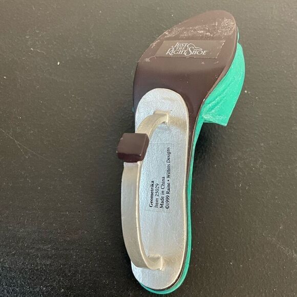Vtg Just the Right Shoe Teal Pump Geometrika Heel Magnetic Raine Willitts #25029 - Picture 5 of 6